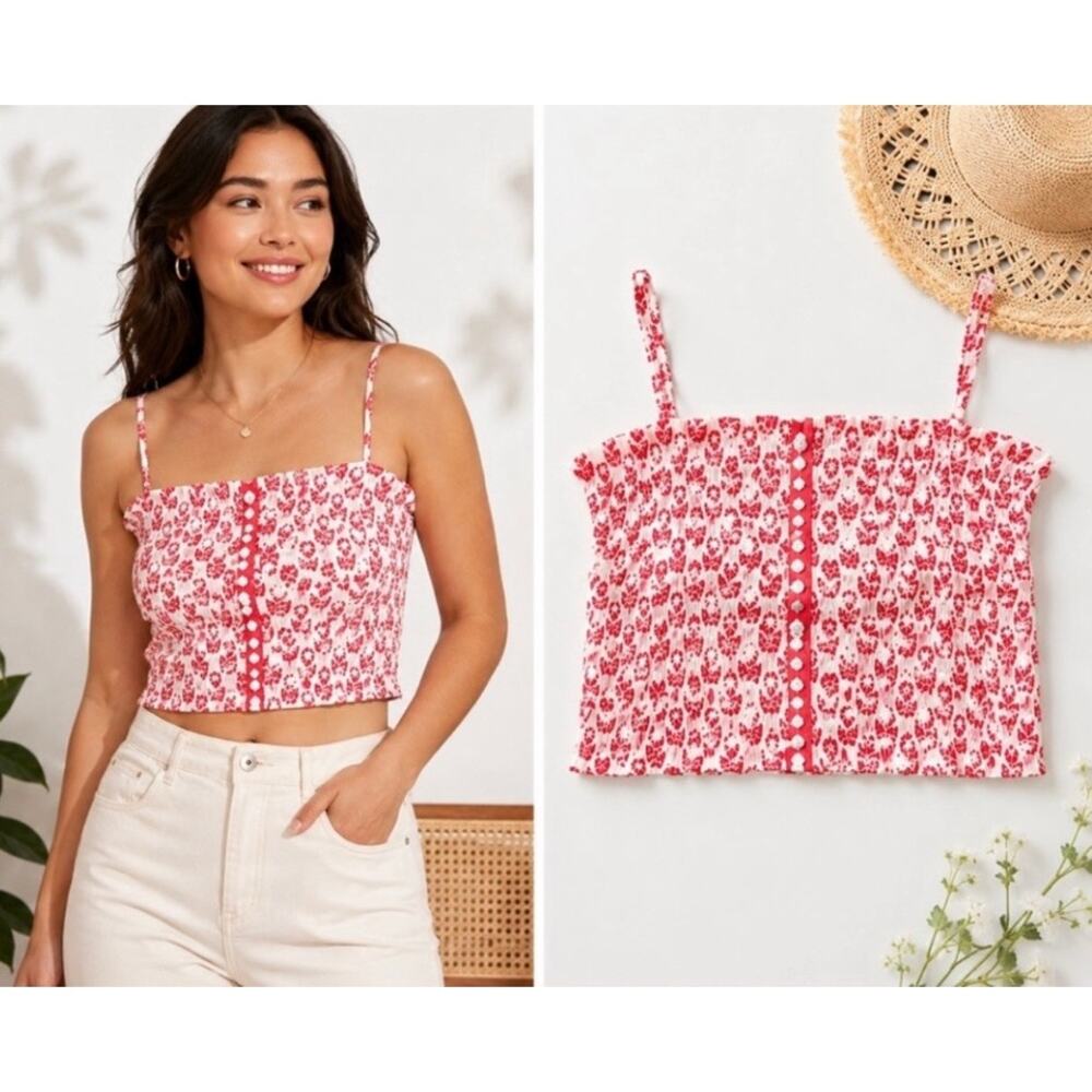 NWT Roller Rabbit x Target Women’s Floral/Star Geo Smocked Cropped Top Size XL